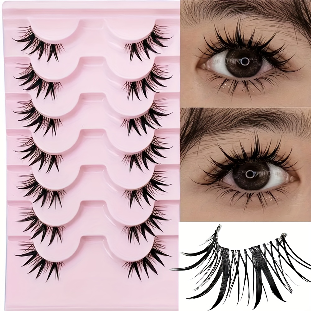 Eyelash Extension Japan - 7쌍 하프 아이 인조 속눈썹 웨트