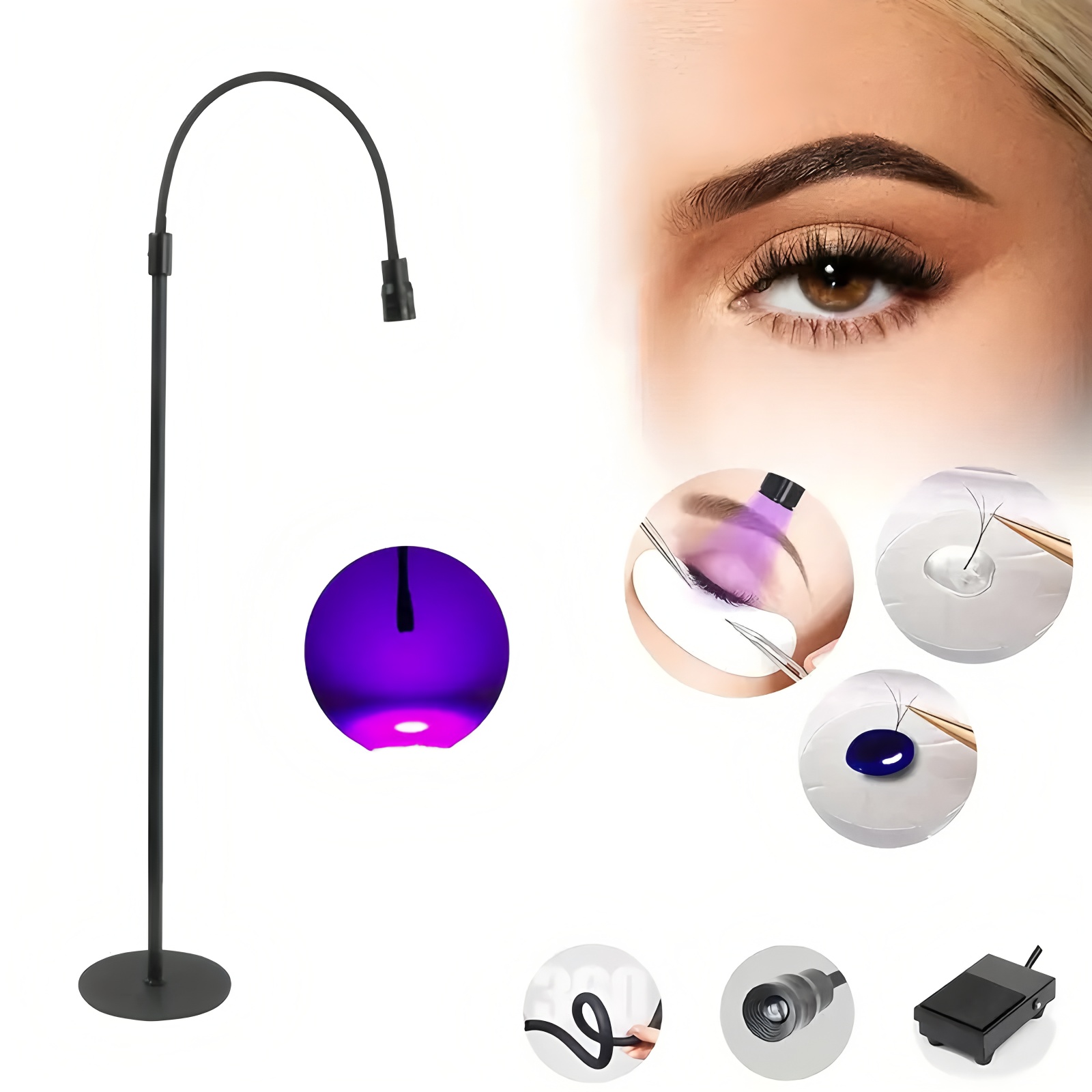 LED 5W 속눈썹 라이트 플로어 스탠딩, 페달 스위치 - Eyelash Extension Led 리뷰 및 가격